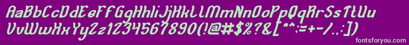 Cat Eyes Bold Italic Font – Green Fonts on Purple Background