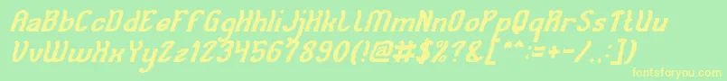 Cat Eyes Bold Italic Font – Yellow Fonts on Green Background
