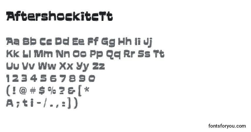 A fonte AftershockitcTt – alfabeto, números, caracteres especiais