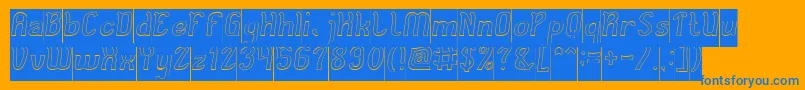 Cat Eyes Hollow Inverse-Schriftart – Blaue Schriften auf orangefarbenem Hintergrund