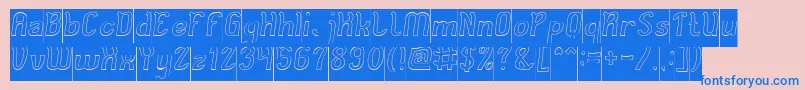 Cat Eyes Hollow Inverse-Schriftart – Blaue Schriften auf rosa Hintergrund