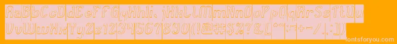 Cat Eyes Hollow Inverse-Schriftart – Rosa Schriften auf orangefarbenem Hintergrund