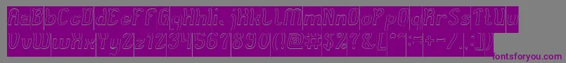 フォントCat Eyes Hollow Inverse – 紫色のフォント、灰色の背景