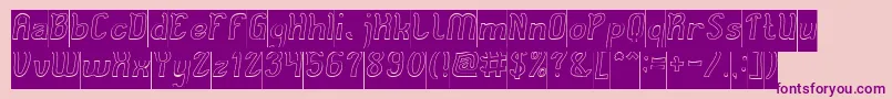 Cat Eyes Hollow Inverse-Schriftart – Violette Schriften auf rosa Hintergrund