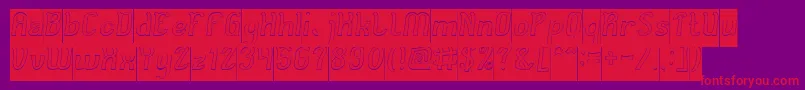 Cat Eyes Hollow Inverse-Schriftart – Rote Schriften auf violettem Hintergrund