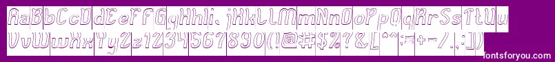 Cat Eyes Hollow Inverse-Schriftart – Weiße Schriften auf violettem Hintergrund