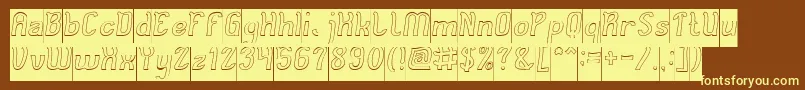 Cat Eyes Hollow Inverse-fontti – keltaiset fontit ruskealla taustalla