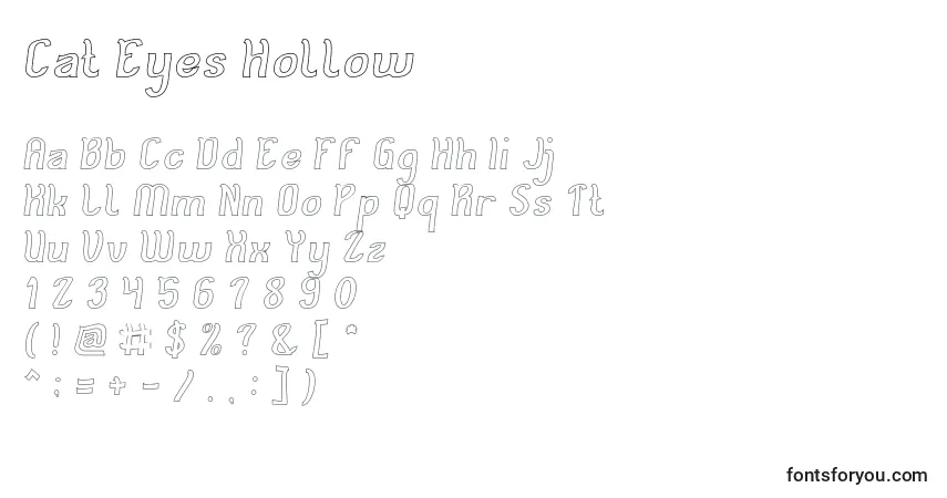 Cat Eyes Hollow Font – alphabet, numbers, special characters