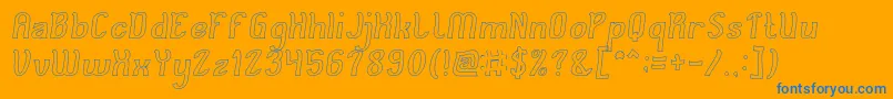 Cat Eyes Hollow-Schriftart – Blaue Schriften auf orangefarbenem Hintergrund