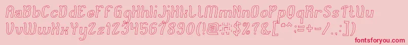 Cat Eyes Hollow-Schriftart – Rote Schriften auf rosa Hintergrund