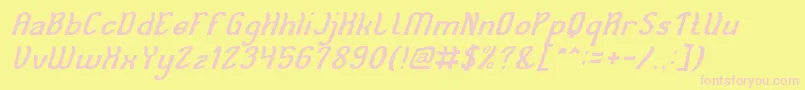 フォントCat Eyes Italic – ピンクのフォント、黄色の背景