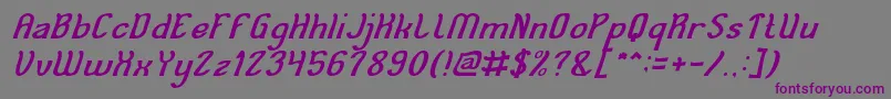フォントCat Eyes Italic – 紫色のフォント、灰色の背景