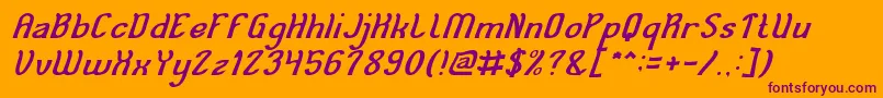 フォントCat Eyes Italic – オレンジの背景に紫のフォント