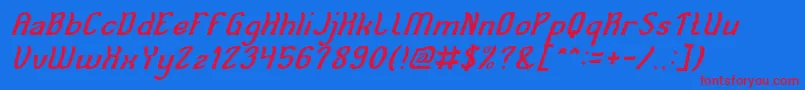 Cat Eyes Italic-Schriftart – Rote Schriften auf blauem Hintergrund
