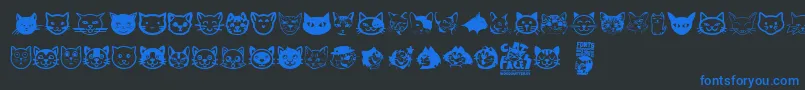 フォントCat Faces – 黒い背景に青い文字