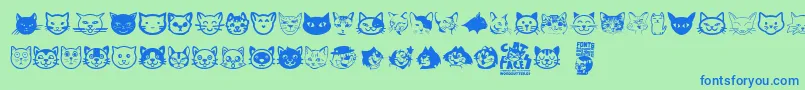 Cat Faces Font – Blue Fonts on Green Background