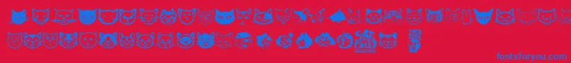 Cat Faces Font – Blue Fonts on Red Background