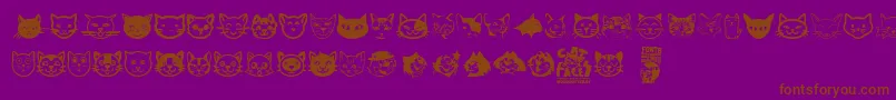 Police Cat Faces – polices brunes sur fond violet