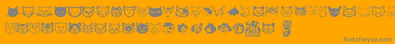 Cat Faces-Schriftart – Graue Schriften auf orangefarbenem Hintergrund