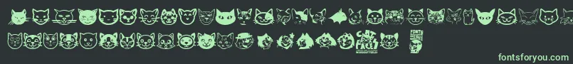 Cat Faces-Schriftart – Grüne Schriften auf schwarzem Hintergrund