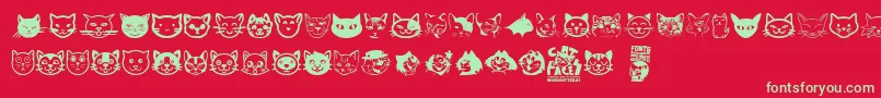 フォントCat Faces – 赤い背景に緑の文字