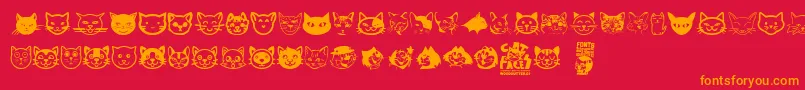 Fonte Cat Faces – fontes laranjas em um fundo vermelho