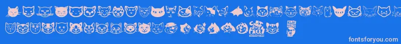 Cat Faces-Schriftart – Rosa Schriften auf blauem Hintergrund