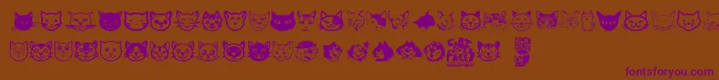 Cat Faces-Schriftart – Violette Schriften auf braunem Hintergrund