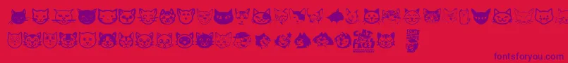 Fonte Cat Faces – fontes roxas em um fundo vermelho