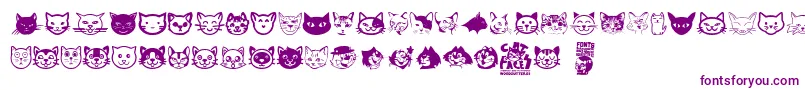 Cat Faces Font – Purple Fonts on White Background