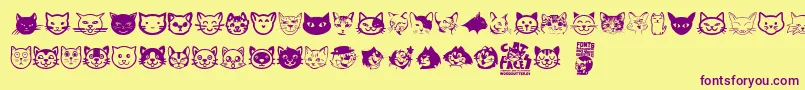 Cat Faces Font – Purple Fonts on Yellow Background