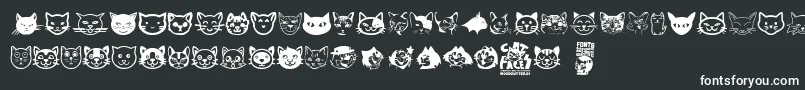 Cat Faces Font – White Fonts on Black Background