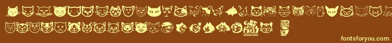 Cat Faces Font – Yellow Fonts on Brown Background