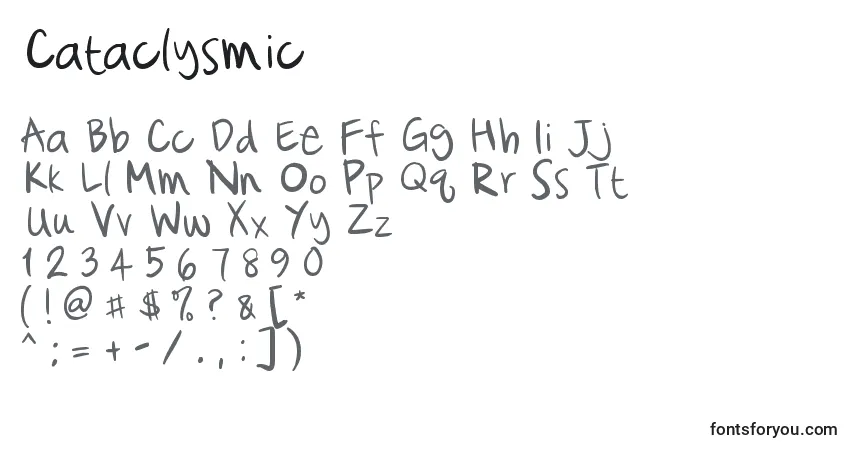 Schriftart Cataclysmic (122969) – Alphabet, Zahlen, spezielle Symbole