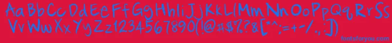 Cataclysmic-Schriftart – Blaue Schriften auf rotem Hintergrund