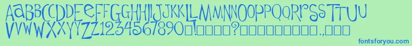 Więcej informacji o czcionce Flowerchild Czcionka Flowerchild – niebieskie czcionki na zielonym tle