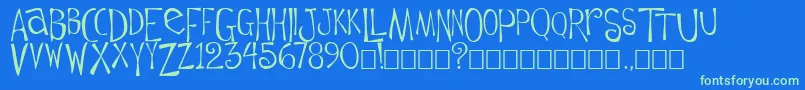Flowerchild Font – Green Fonts on Blue Background