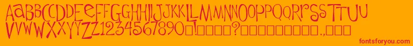Flowerchild-Schriftart – Rote Schriften auf orangefarbenem Hintergrund