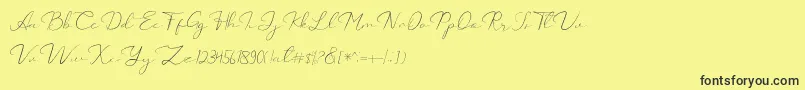 フォントCatalan Signature – 黒い文字の黄色い背景