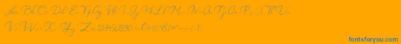 フォントCatalan Signature – オレンジの背景に青い文字
