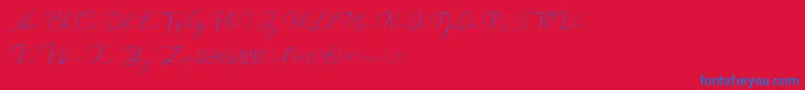 フォントCatalan Signature – 赤い背景に青い文字