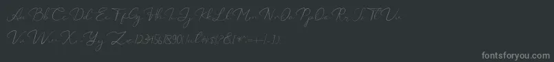 フォントCatalan Signature – 黒い背景に灰色の文字