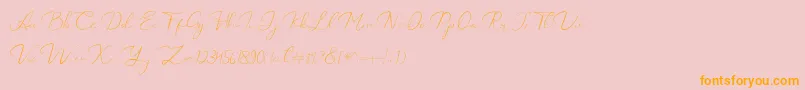 Catalan Signature-Schriftart – Orangefarbene Schriften auf rosa Hintergrund