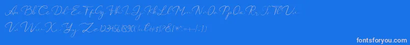 フォントCatalan Signature – ピンクの文字、青い背景