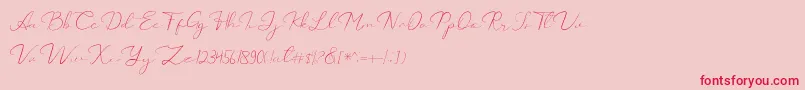 フォントCatalan Signature – ピンクの背景に赤い文字