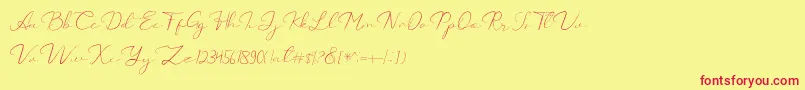 フォントCatalan Signature – 赤い文字の黄色い背景