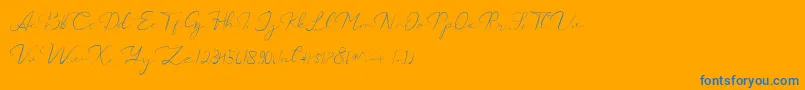 Catalan Signature Font – Blue Fonts on Orange Background