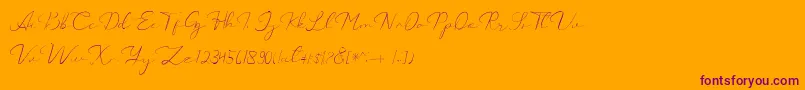 Fonte Catalan Signature – fontes roxas em um fundo laranja