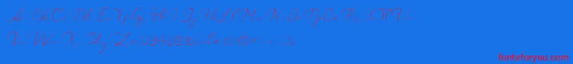 Catalan Signature Font – Red Fonts on Blue Background