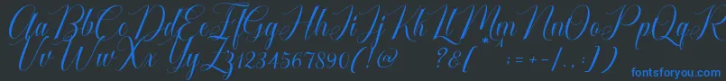 Czcionka Cataline Script – niebieskie czcionki na czarnym tle